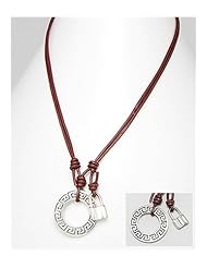 Key Leather Necklace In 92.5 Sterling Silver