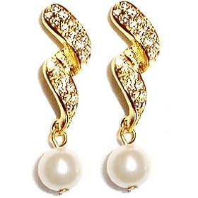 Christina Genuine Pearl and Austrian Crystal Earrings