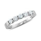 5 Stone Diamond Wedding Ring Band in 14k White Gold Band (G, SI1, 0.30 cttw) Certificate of Authenticity