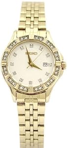 Seiko Champagne Dial Gold-tone Stainless Steel Ladies Watch SXDF22