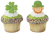 12 ct   St Patrick s Day Shamrock and Leprechaun Cupcake Rings