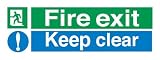 Stewart Superior Sign Fire Exit Keep Clear 450x150mm Self-adhesive Vinyl Ref SP126SAV