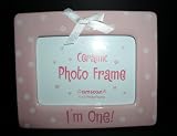 I Am One Ceramic 1st Birthday Photo Frame Pink Polka Dot