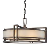 Metropolitan N6963-267B Walt Disney Signature Underscore Collection Pendant, Cimarron Bronze Finish with Brushed Caramel Silk Glass Shade