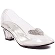 Womens Sexy Clear Shoes Heeled Pump Slipper With Silver Glitter Heart Fairytale Princess Costume Shoe 2 Inch
