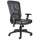 Boss B580 The Web Back And Leather Plus Seat with Web Tension Knob 1 Unit Task Chair, Black