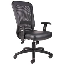 Boss B580 The Web Back And Leather Plus Seat with Web Tension Knob 1 Unit Task Chair, Black