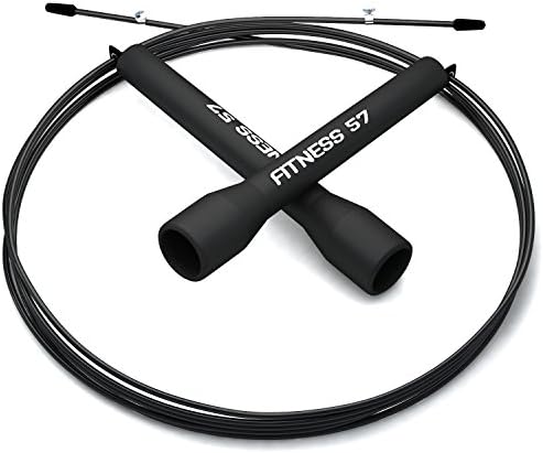 Crossfit Jump Rope Speed Cable by Fitness57 - High Quality Steel Cable - Lighweight Skipping Rope For Exercise and Fitness!