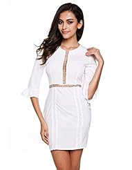 Puff Sleeves Cotton Bodycon Dress/Party Dress/Mini Dress 