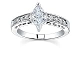 0.9 CT MARQUISE DIAMOND 18K WHITE GOLD RING NEW