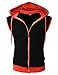 H2H Mens Useful Active Fashion Sleeveless Hoodie Zip-up Vest BLACKORANGE US S/Asia M (JNSK31)