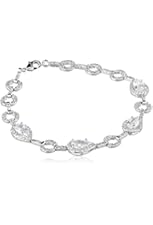 Nina 'Daniels' Pear Shaped Cubic Zirconia Halo Line Link Bracelet, 7.5"