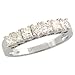14 Karat Weissgold Sieben-Steinen Diamanten Ring, mit 0.79 Karat Prinzessschliff Diamanten, (3.5mm) breit