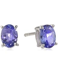 Sterling Silver 7x5mm Oval Tanzanite Stud Earrings