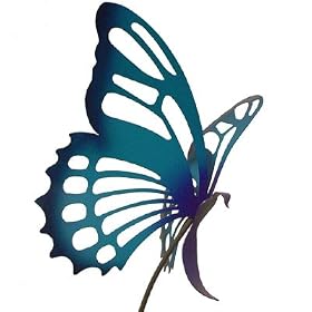 Large Metal Butterfly Garden Sculpture/Stake - Purple/Blue