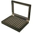Pen Box Display Storage 10 Fountain Pens Wood Black Lacquer With Beveled Glass Window Gift Box