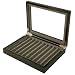 Pen Box Display Storage 10 Fountain Pens Wood Black Lacquer With Beveled Glass Window Gift Box