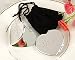 LOVE Heart Compact Mirror in Black Velvet Pouch