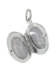 Small Sterling Silver Oval Locket Hand Engraved, 1/2 x 5/8 inch