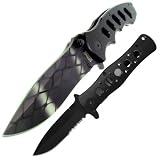 Set of 2 Black Firm Tactical Folding Knife Set, Black