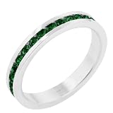 Rhodium Plated Crystal Channel Set Eternity Band