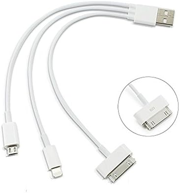 Multi Charger | High Quality 3 in 1 Adapter USB Charging Cable Connector - Lightning And Micro USB for ANY iPhone, Android, Portable Power Bank and more (White)