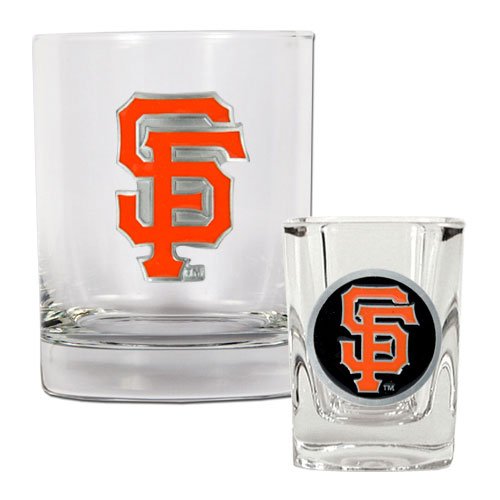 (BSS) - Great American Products - San Francisco Giants MLB Rocks Glass & Square Shot Glass Set - Primary Logo