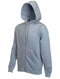 Fruit of the loom zip through hooded sweatshirt hoodie Heather grey XL (44 - 46 inch chest)
