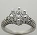 14K White Gold Ring Antique Style Diamond 0.90ct Engagement Ring