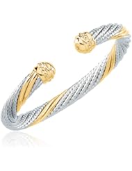 Twisted Strand Cuff Bracelet in 14 Karat Gold and Silver