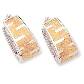 Sterling Silver Tan Resin and Sand Earrings