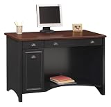 Bush Furniture Stanford Computer Desk, Antique Black/Hansen Cherry