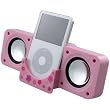 Pink Fold-Up Amplified Portable Speakers for MP3 and Music Players