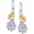 Two Tone Cool Floral Diamond Fashion Earrings