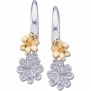 Two Tone Cool Floral Diamond Fashion Earrings
