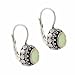 Sterling Silver Simulated White Opal Stone Bali Bead Oval LeverBack Lever Back Earrings