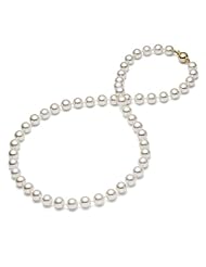 HinsonGayle AAA Gem Collection 7.5-8.0mm White Cultured Freshwater Pearl Necklace (14k Yellow Gold, 18")