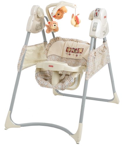 Buy Low Price Cozy Fisher-Price Constant Motion Plug-In Swing – Circus Plaid J4205