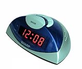 IMAGE OF Sharp SPC019F Red LED Alarm Clock with a Wedge Style Case (Silver/Blue)