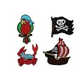 4 tlg. Set Pirat Piraten B�GELBILD AUFN�HER APPLIKATION Piratenschiff Piratenflagge Junge Krabbe Papagei Piratenparty Seer�uber PATCH