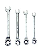 Crescent FRRM4 4 Piece 10-Millimeter to 15-Millimeter 72 Tooth Reversible Ratcheting Combination Wrench Set