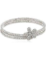 Betsey Johnson "Crystal Rhodium" Crystal Flower Coil Bracelet, 7.5"