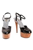 Penthouse Black Vinyl Wooden Platform Heels