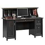 Edge Water Computer Desk with Hutch Estate Black Finish