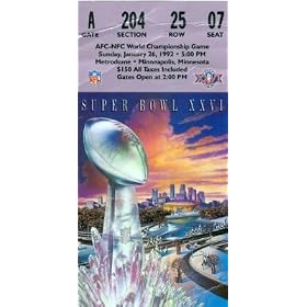 Super Bowl XXVI Ticket January 26, 1992