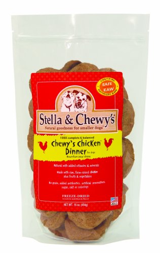 Stella & Chewy's Freeze Dried Dog Food for Adult Dogs, Chicken Patties, 32 Count, 16 Ounce Bag