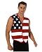 This vest is a versatile accessory that can be worn by itself or as part of a costume. Features a 
red, white and blue flag vest. A great Halloween costume!