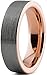 Tungsten Wedding Band Ring 6mm for Men Women Comfort Fit 18K Rose Gold Plated Pipe Cut Flat Brushed Polished Lifetime Guarantee