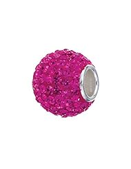 Zable (tm) Sterling Silver Fuschia Crystals Pandora Compatible Bead / Charm