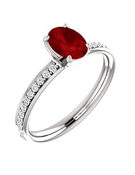 Platinum 7.00x5.00mm Oval Cut Ruby and Diamond Ring -- LIFETIME WARRANTY